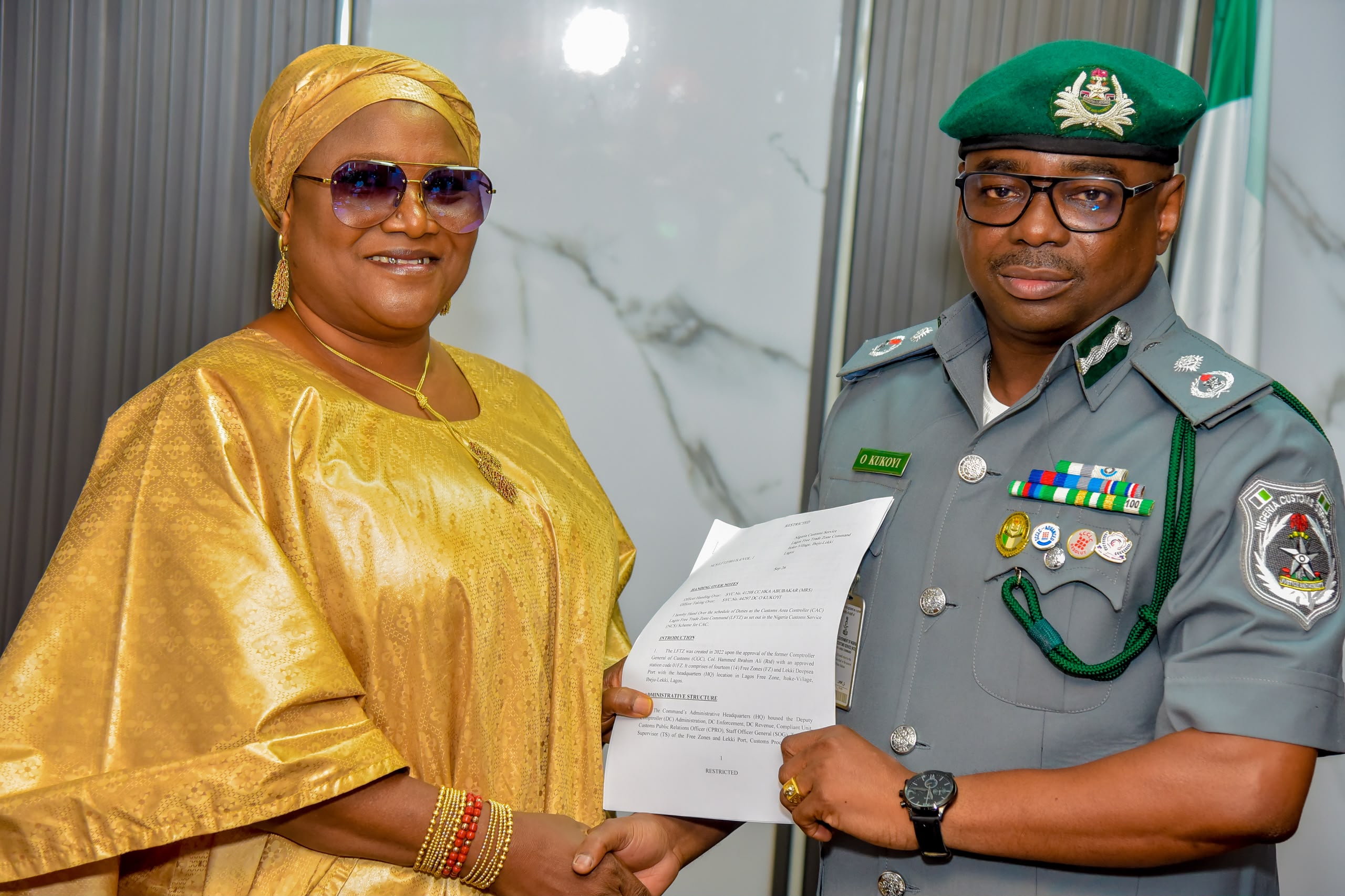 CHANGE OF GUARD AT LAGOS FREE TRADE ZONE COMMAND; COMPT ABUBAKAR OUT, D/COMPT KUKOYI TAKES CHARGE